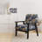 Cobalt Blue Scrollwork Swirls Victorian Pattern II - Upholstered Floral Accent Chair-1244380890