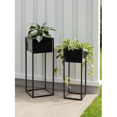 Azuolas 2-Piece Metal Pot Planter Set