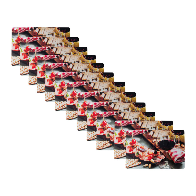 Napperon en plastique vin et charcuterie - ensemble de 12