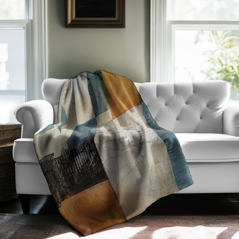 Jeté bleu marine Sherpa, L 50 po x L 60 po