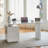 Derrus Derrus 70.9" Modern White Sintered Stone Desk with 3 Drawers and Column Legs-1039680952