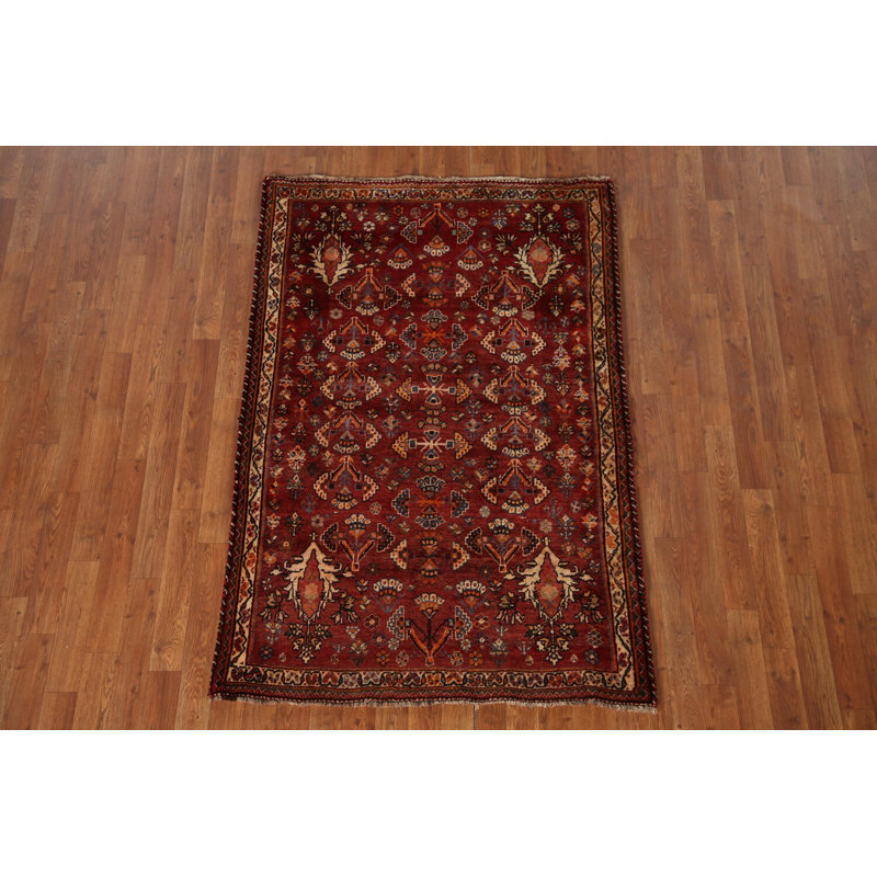 Vintage Red Wool Traditional Rug 4x6