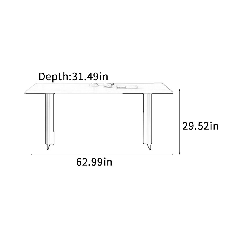 Table de salle à manger de style français rétro, H 29,52 po x L 62,99 po x l 31,49 po