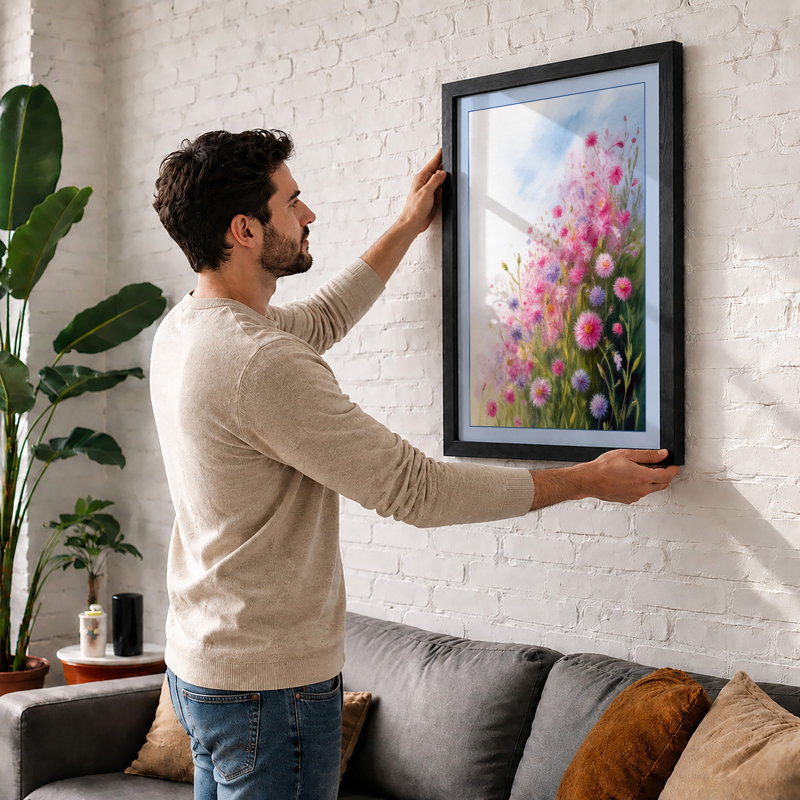 Spring Blooms Botanical - Framed Print, A2 - 59.4 x 42.0 cm, Black