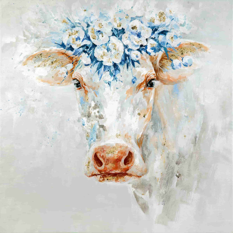 Leslye, fleur de vache sur toile, H 12 po x l 12 po x P 1 po