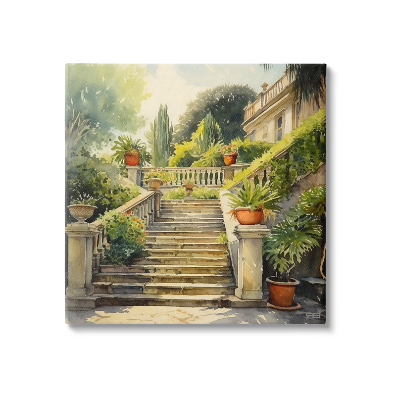 "Luxurious Villa Stairway" par RB sur toile, H 17 po x l 17 po
