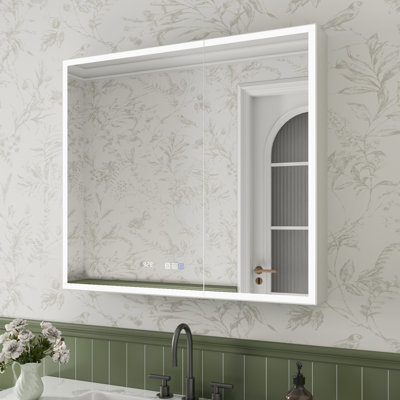 LED Frameless Medicine Cabinet With Mirror And Adjustable Shelves