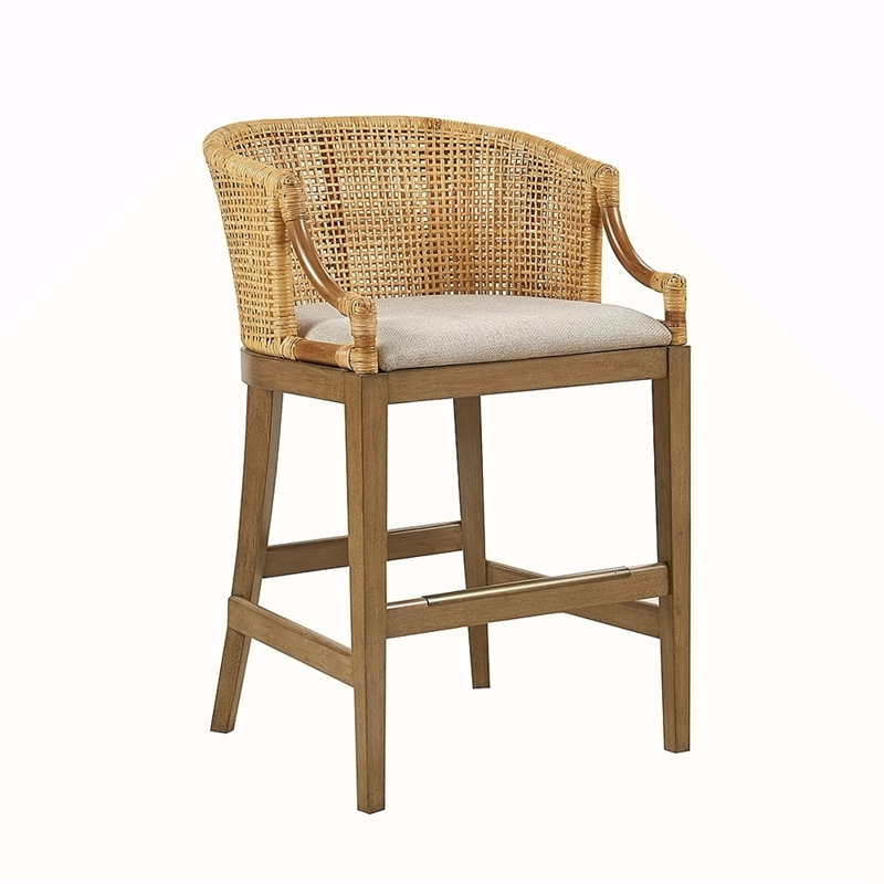 Tabouret de comptoir fabriqué à la main en rotin H 25 po