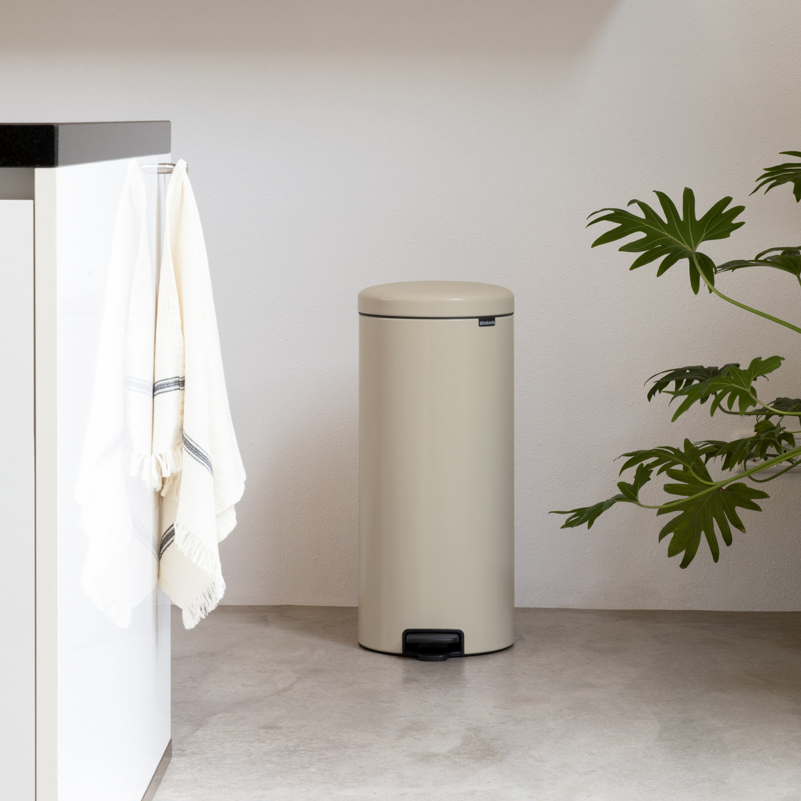 Brabantia Newicon 8gal Step-On Trash Can, Soft Beige
