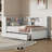 Twin Size Wood Daybed With Storage Shelves, Usb And Trundle, White