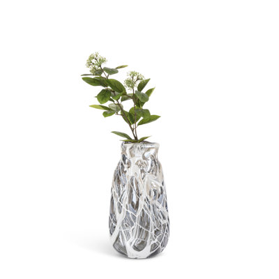 10.75 in H Antique Swirled Gray Glass Vase