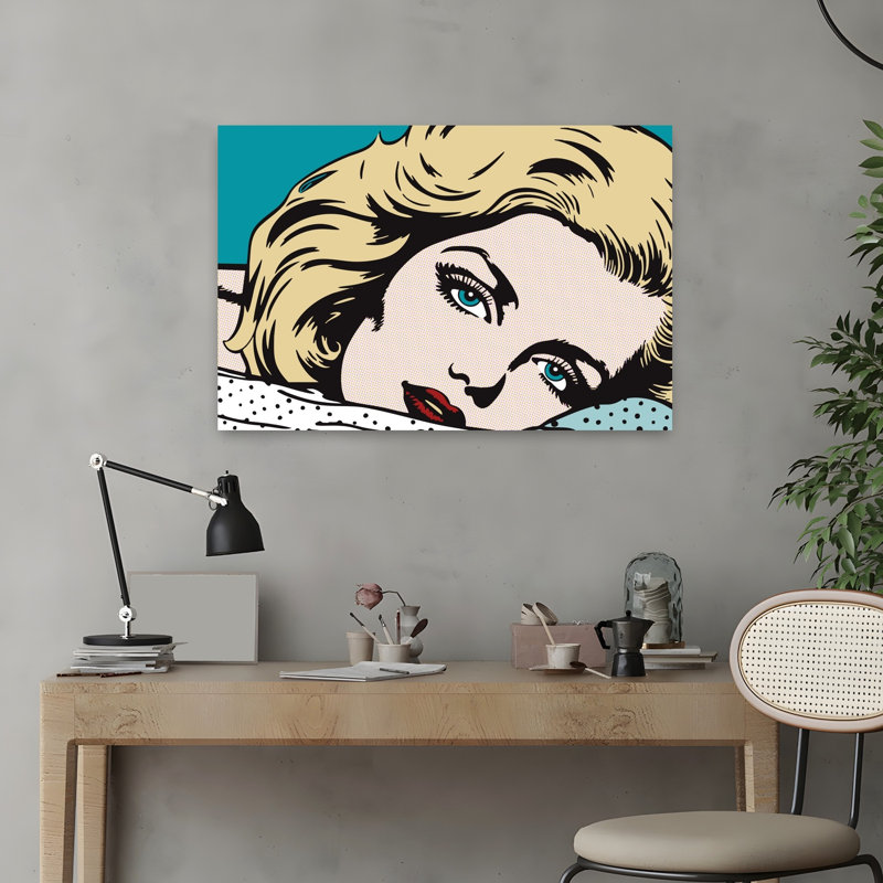Pensée, Pop Art, femme, rétro, rétro, impression d'art mural, 16" H x 24" W