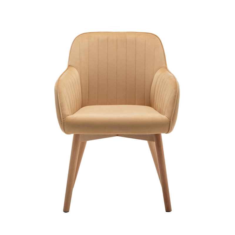 46cm H Velvet Upholstered Upholstered Back Armchair, Champagne