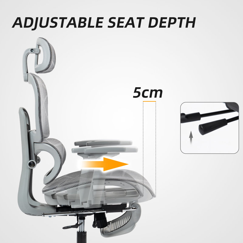 Chaise de bureau ergonomique en filet, chaise de bureau à haut dossier, Gris