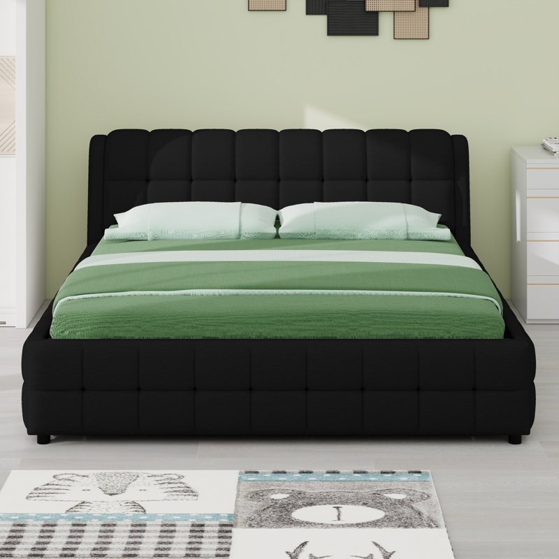 Lit plateforme tapissier Contemporary, Noir