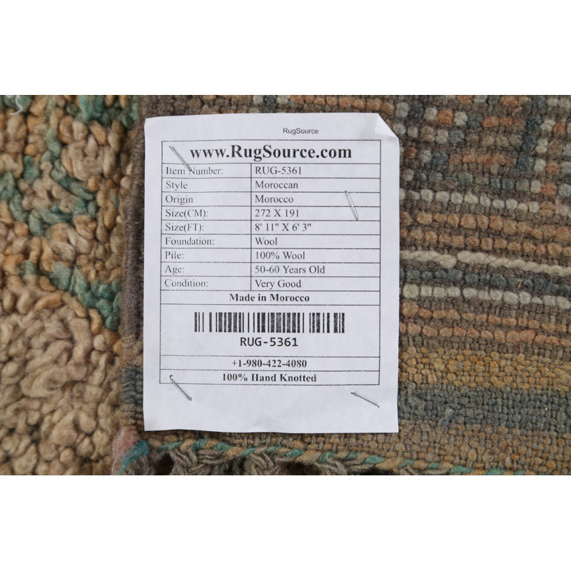 One-of-a-Kind 6'3" X 8'11" 1960s Wool Area Rug in