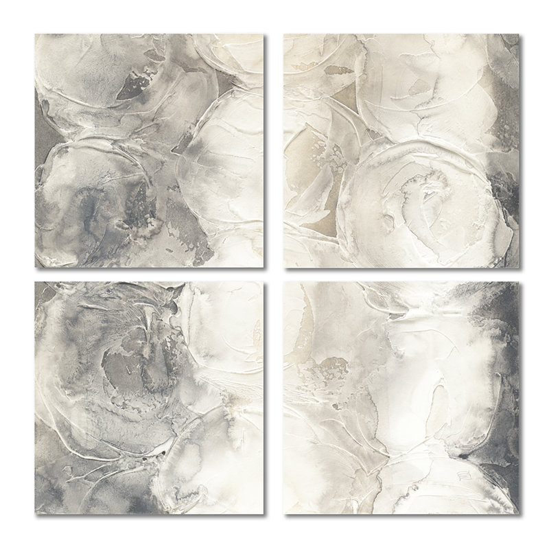 «Gray Circles I», ensemble de 4 reproductions d'art sur toile