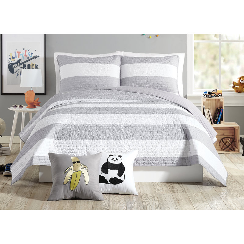 Ensemble de courtepointe réversible en microfibre Lavelle, Courtepointe double / grand + 2 taies décoratives
