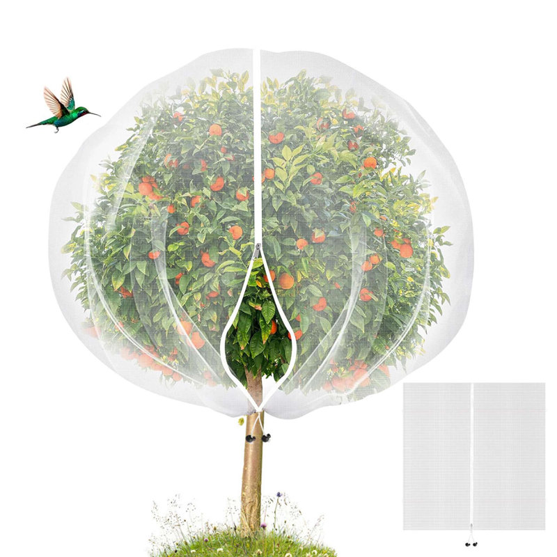 5,9 x 5,9 pi filet de protection d'arbres fruitiers avec fermeture à glissière et cordon, H 70,9 po x l 70,9 po x P 0,5 po