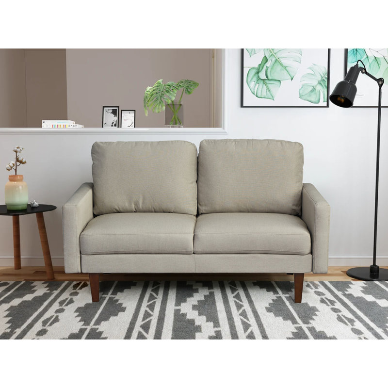 Causeuse à accoudoirs carrés 60 po, Mélange de lin beige
