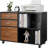 3 Drawer File Cabinet with Lock, Wood Rectangular File Cabinets for Home Office, Rolling File Cabinet with Open Shelves, Letter Filing Cabinet, Black & Brown