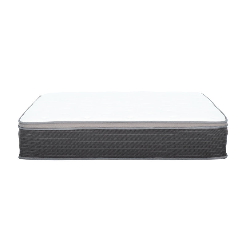 Matelas simple 12 po, mousse viscoélastique gélifiée Euro Top, relief, barrière en rayonne po Grand matelas, mousse blanche / grise avec plusieurs couches pour un sommeil réparateur, soutien ciblé à ressorts ensachés