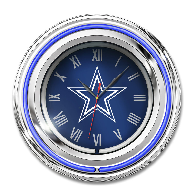 NFL Dallas Cowboys 15" Neon Clock, Blue, NFL Dallas Cowboys