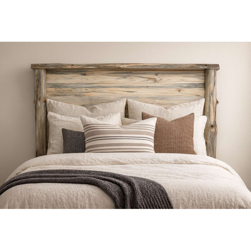 Adein Collection Smooth Sawn Solid Slab Headboard, Queen -Natural Clear Lacquer Finish, Natural, Queen