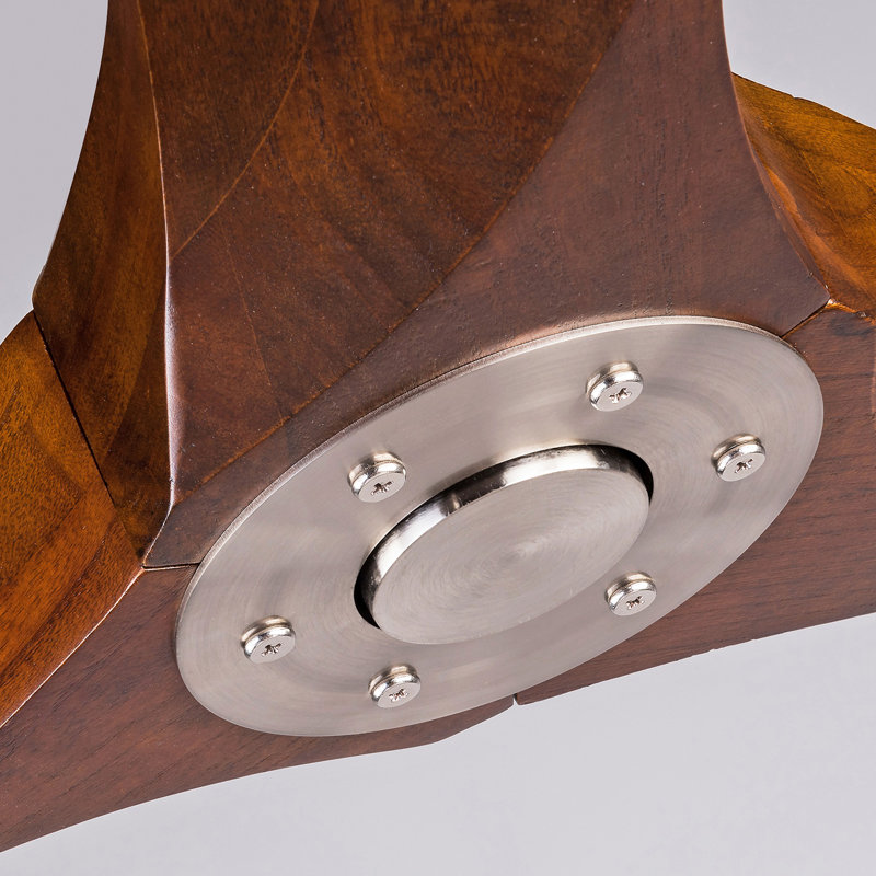 Solid Wood Ceiling Fan, Outdoor, 3 Blade, No Light, Walnut, For Patio Living Room Bedroom Porch, Remote Control, Water Resistant