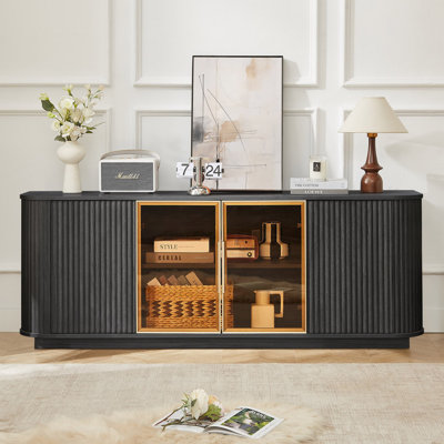 Wooden Vertical Stripe Storage Cabinet by Latitude Run