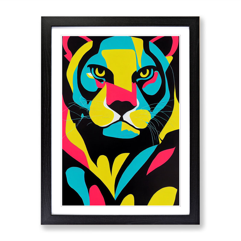 Panther Pop Art Vol.1 - Single Picture Frame Painting, Black, 34cm H x 25cm W x 2cm D