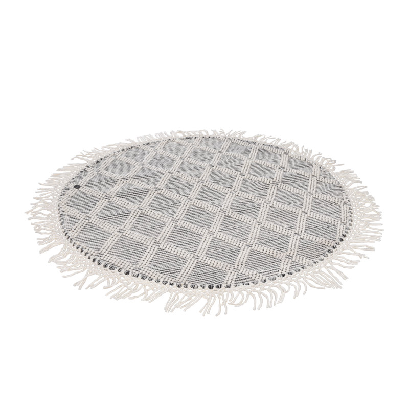 Macrame Geometric Hand Woven Area Rug, Round 140cm