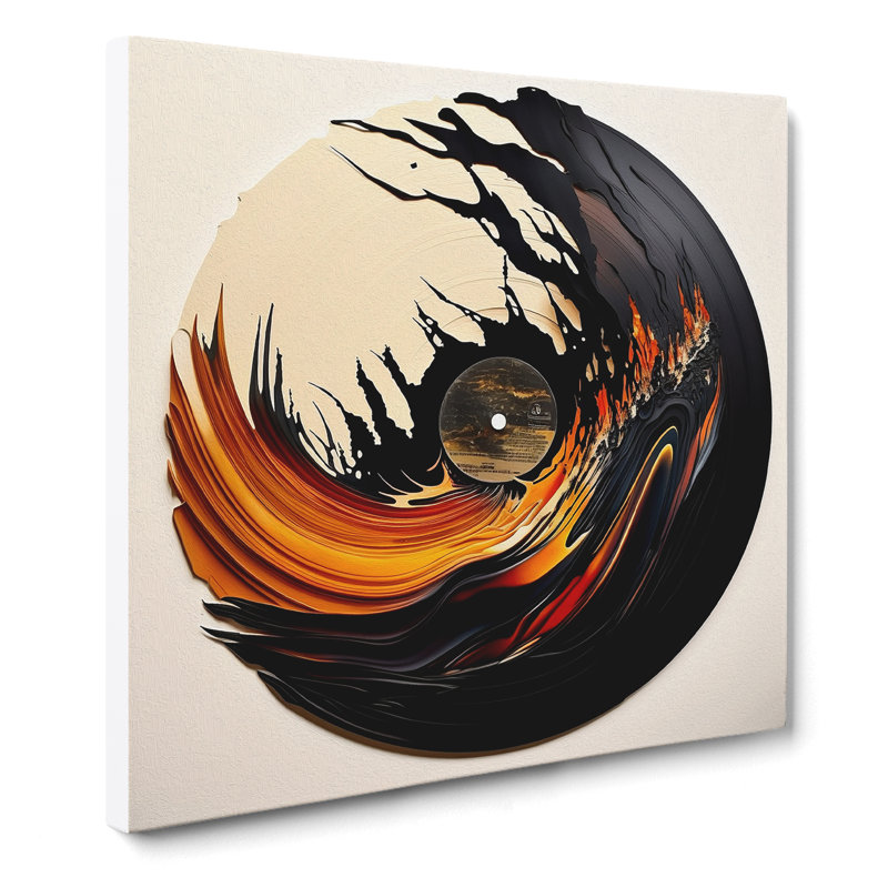 Vinyl Record Gestural Art No.1 - Wrapped Canvas - Framed Print, 35cm H x 35cm W x 3cm D