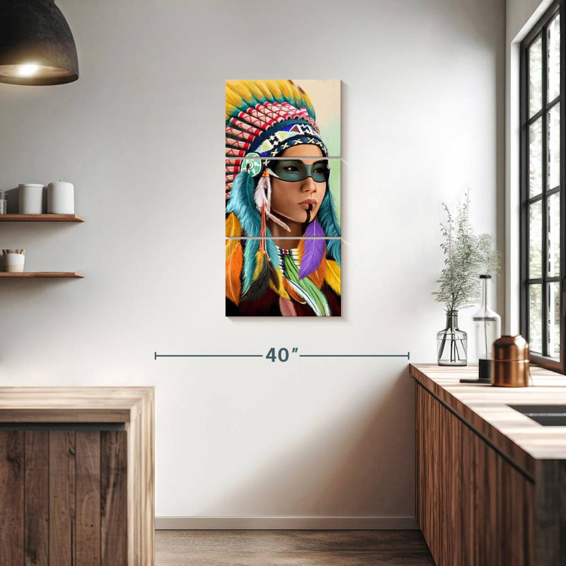Coiffe féminine indienne, H 38 po x l 18 po