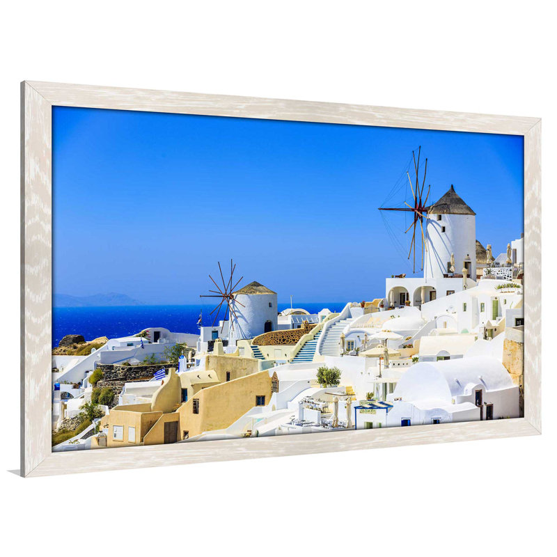 «Grèce», reproduction de photo encadrée, H 21,5 po x l 27,5 po x P 0,75 po, Cadre crème délavé