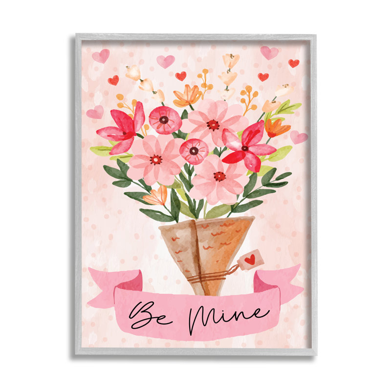 Be Be Mine, Bouquet romantique de Saint-Valentin, estampe numérique par ND Art, H 14 po x l 11 po x P 1,5 po