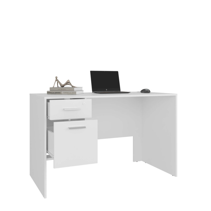 Bureau moderne avec deux tiroirs et rangement latéral Mellier