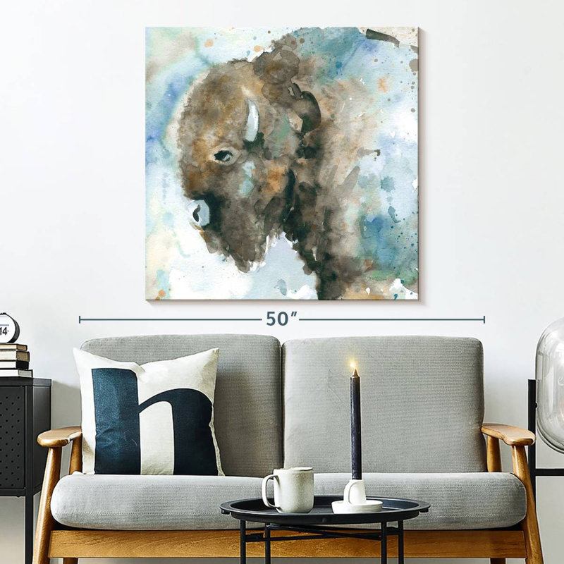 Brampt Buffalo On Blue, 33" H x 33" W