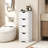4-Drawer Bathroom Cabinet w/Cut-out Handles Anti-toppling Device Narrow Entryway-561230788