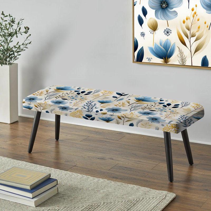 Banc rembourré floral noir, Fusion de plantes côtières