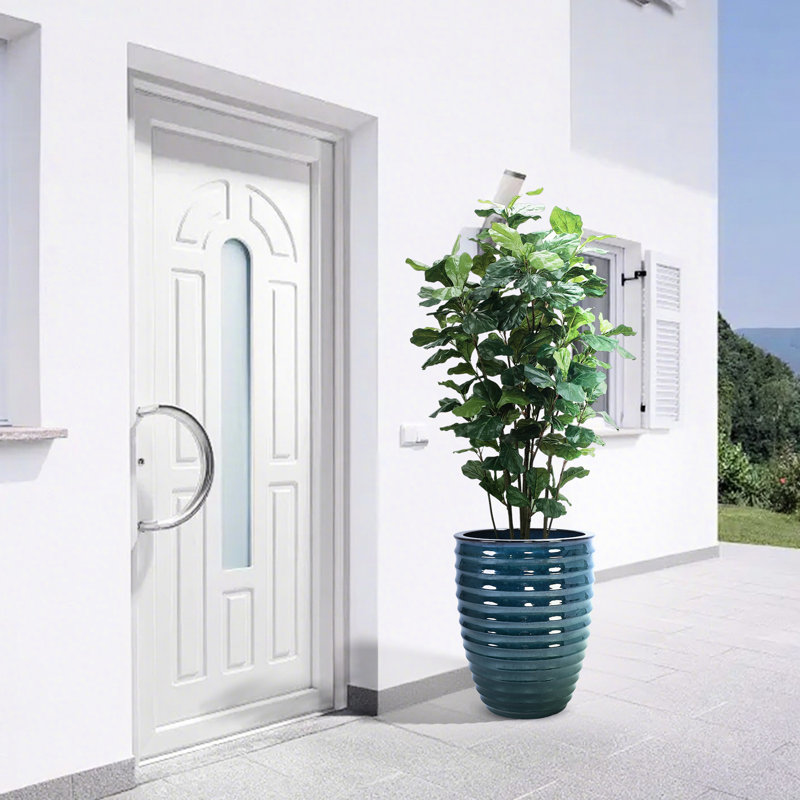 Pot de fleurs en céramique Army pour décoration intérieure et extérieure, drainage thermique intégré, finition brillante, l 16,92 po x H 21,63 po, jardinière 55,58 lb, jardin, rebord de fenêtre, matériau,