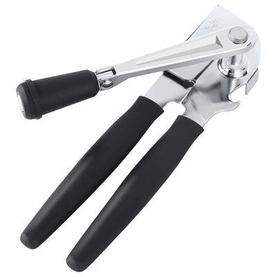 Manual Can Opener With Easy Turn Crank And Ergonomic Long Rubber Handle