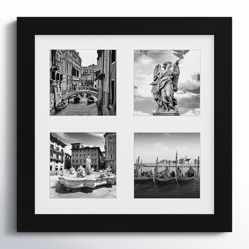 Ronit Collage Picture Frame, 4 in 1 for Wall Composite Wood and Shatter-Resistant Glass, Black