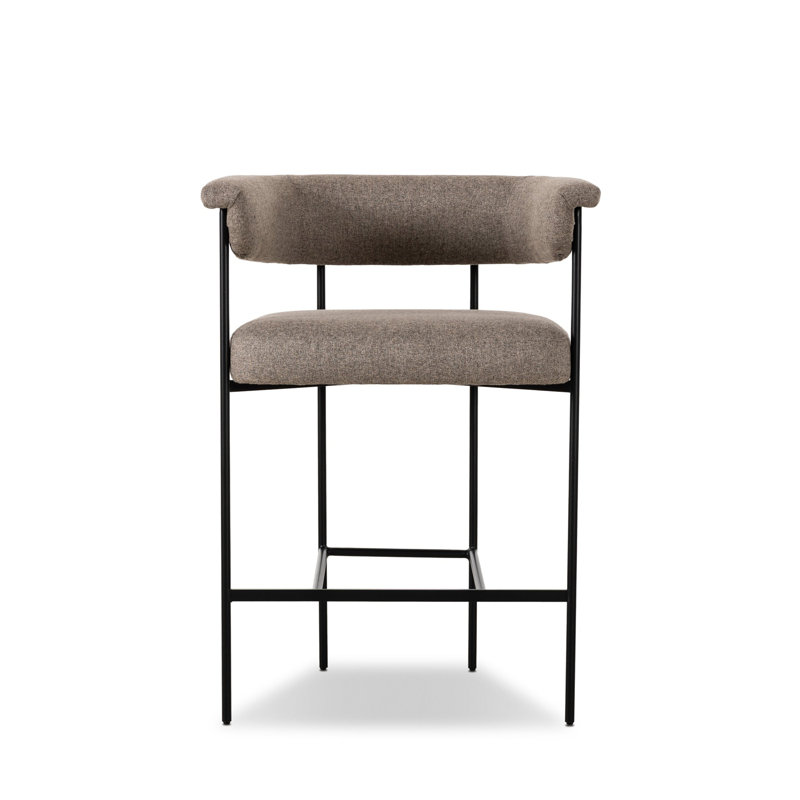 Carrie Upholstered Stool, Counter Stool (26.5" Seat Height), Orly Natural Polyester, Solid