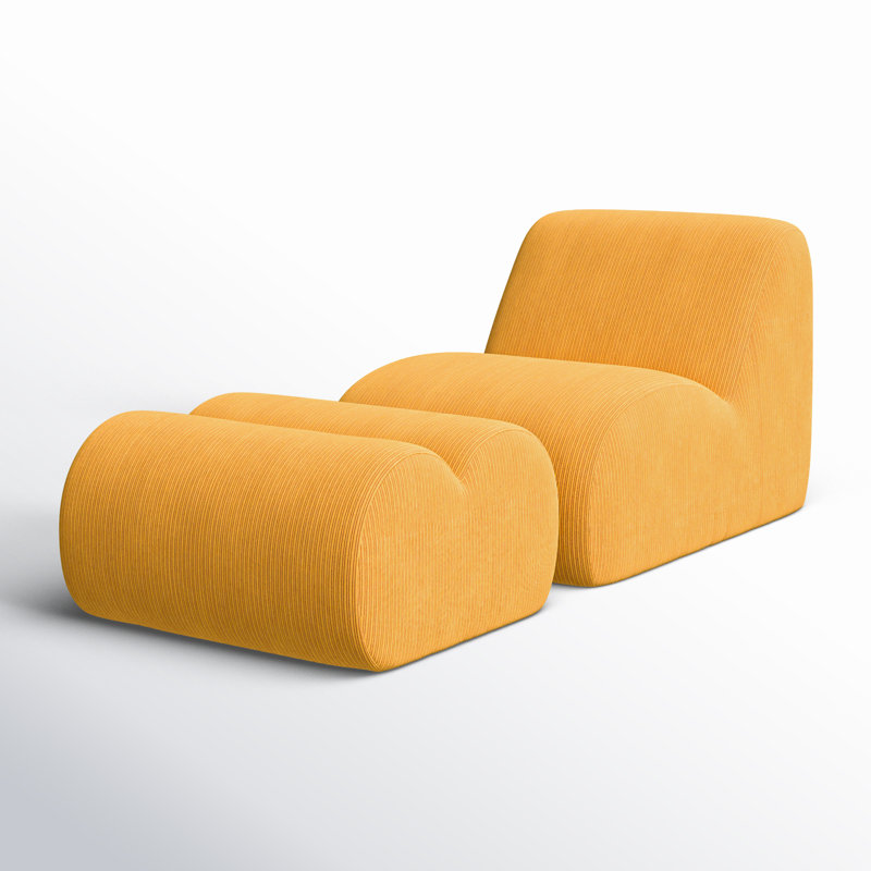 Sal Upholstered Slipper Chair with Ottoman