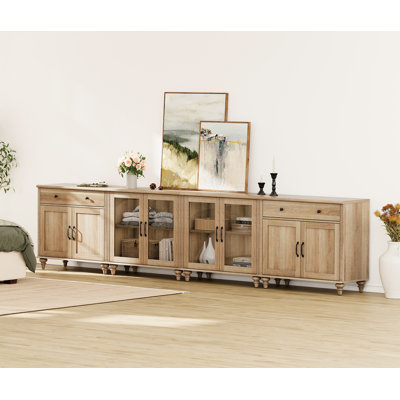 Buffet avec 2 tiroirs, 4 portes en verre et 4 portes en bois Charlton Home®