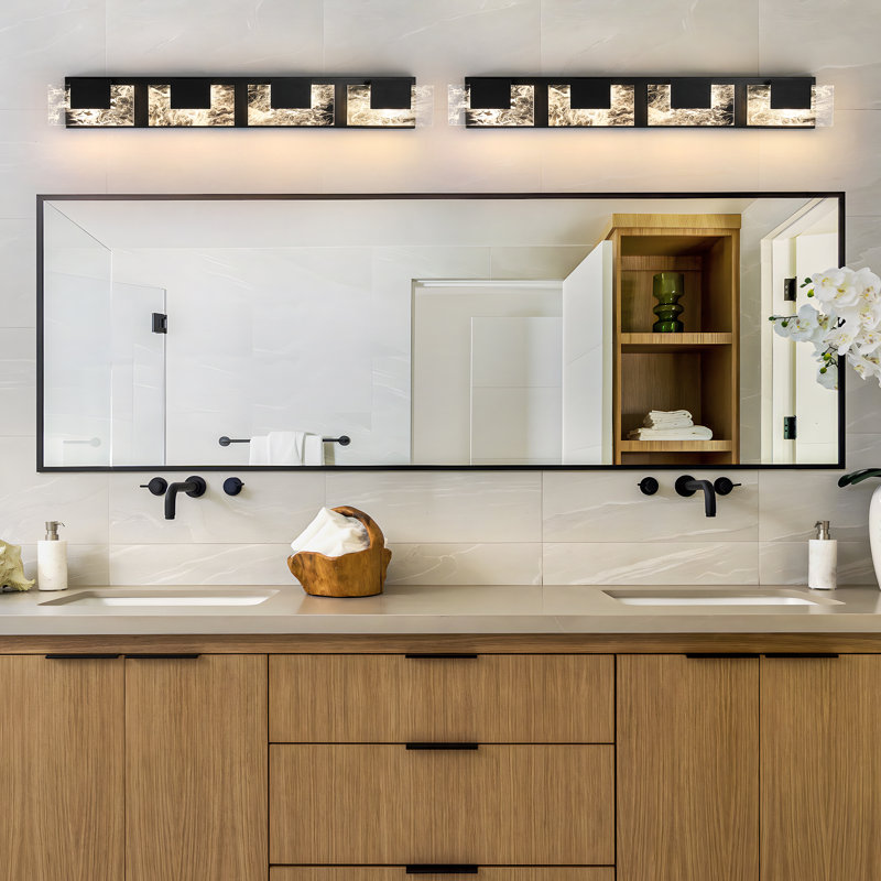 4-Light Modern Bathroom Vanity Light, Matte Black