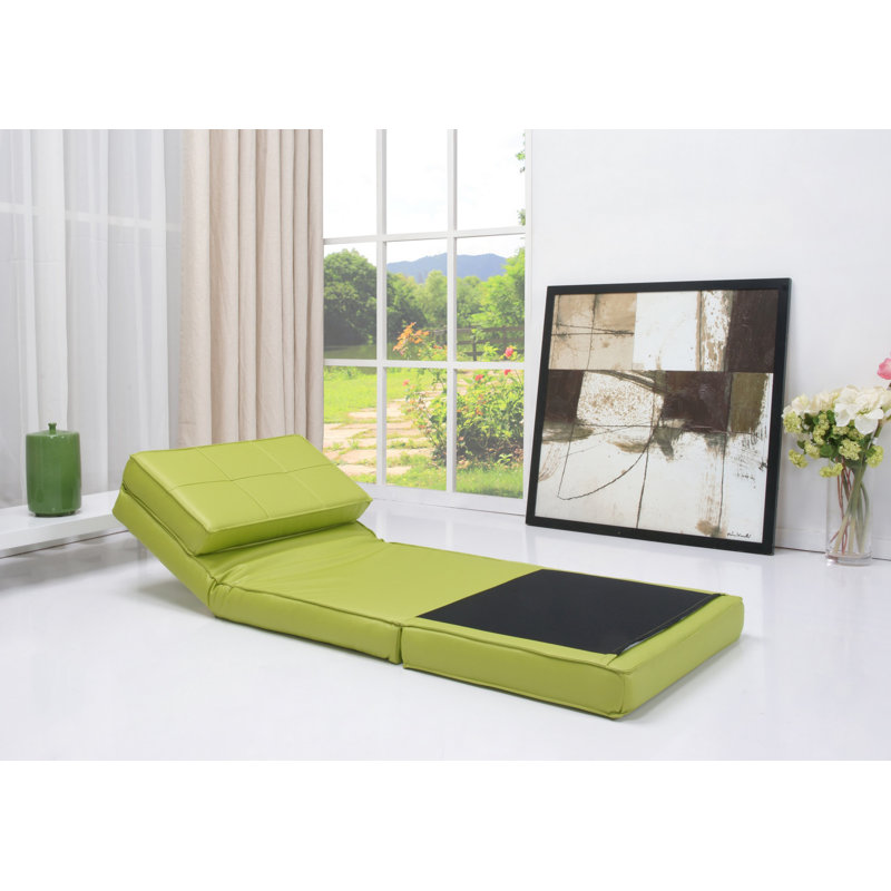 Avita 29.1'' Upholstered Convertible Chair, Green Faux Leather