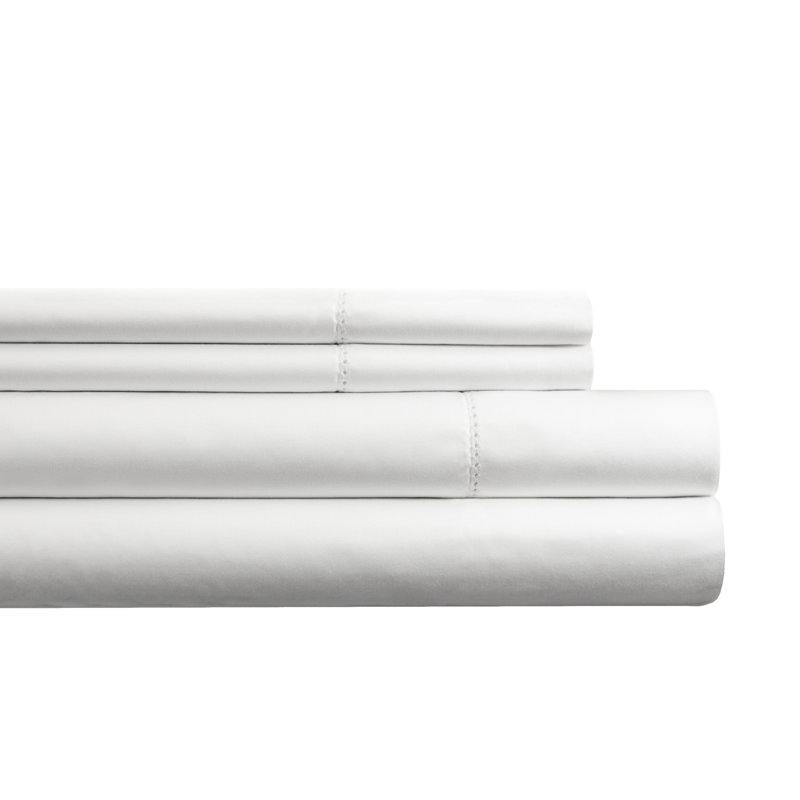 Pointehaven 525 Thread Count 100% Long Staple Cotton Deep Pocket Sheet Set, Queen, White