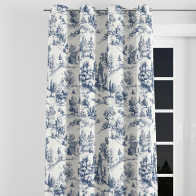 Rideaux obscurcissants Country Farmhouse - Rideau à oeillets en toile bleue - 1 panneau